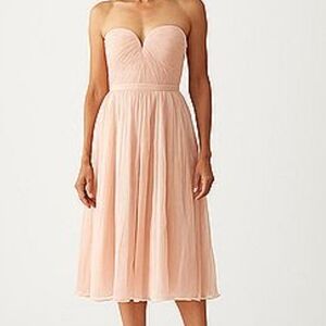J. Crew Strapless Blush Pink Chiffon Midi Dress